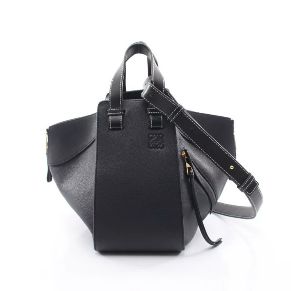 Loewe HAMMOCK Handbag Leather Navy Blue Black
